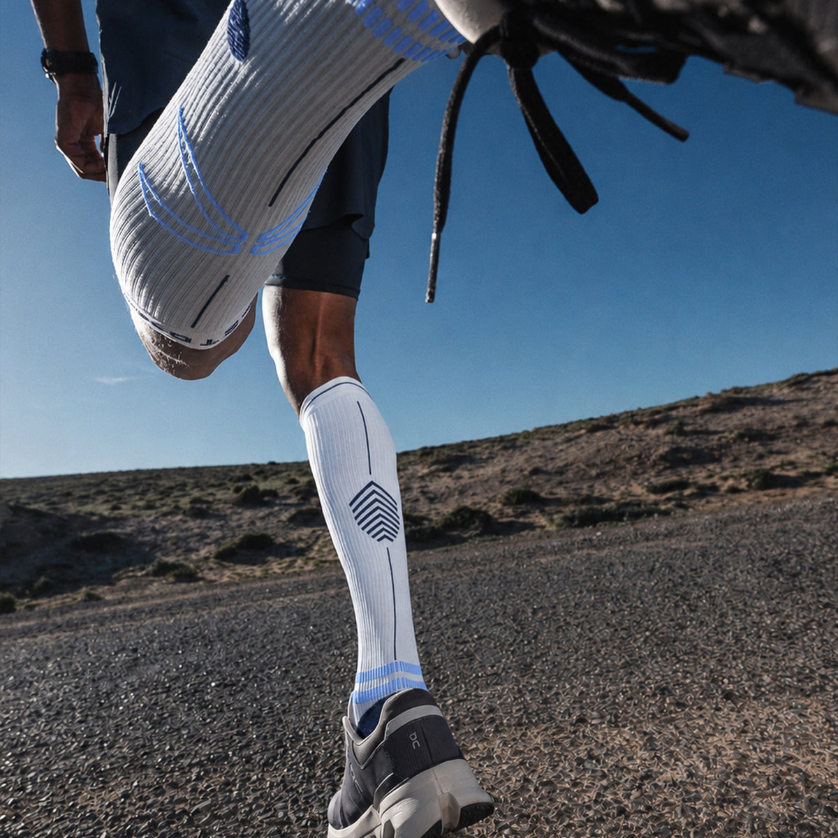Running Socks Men | White / LightBlue