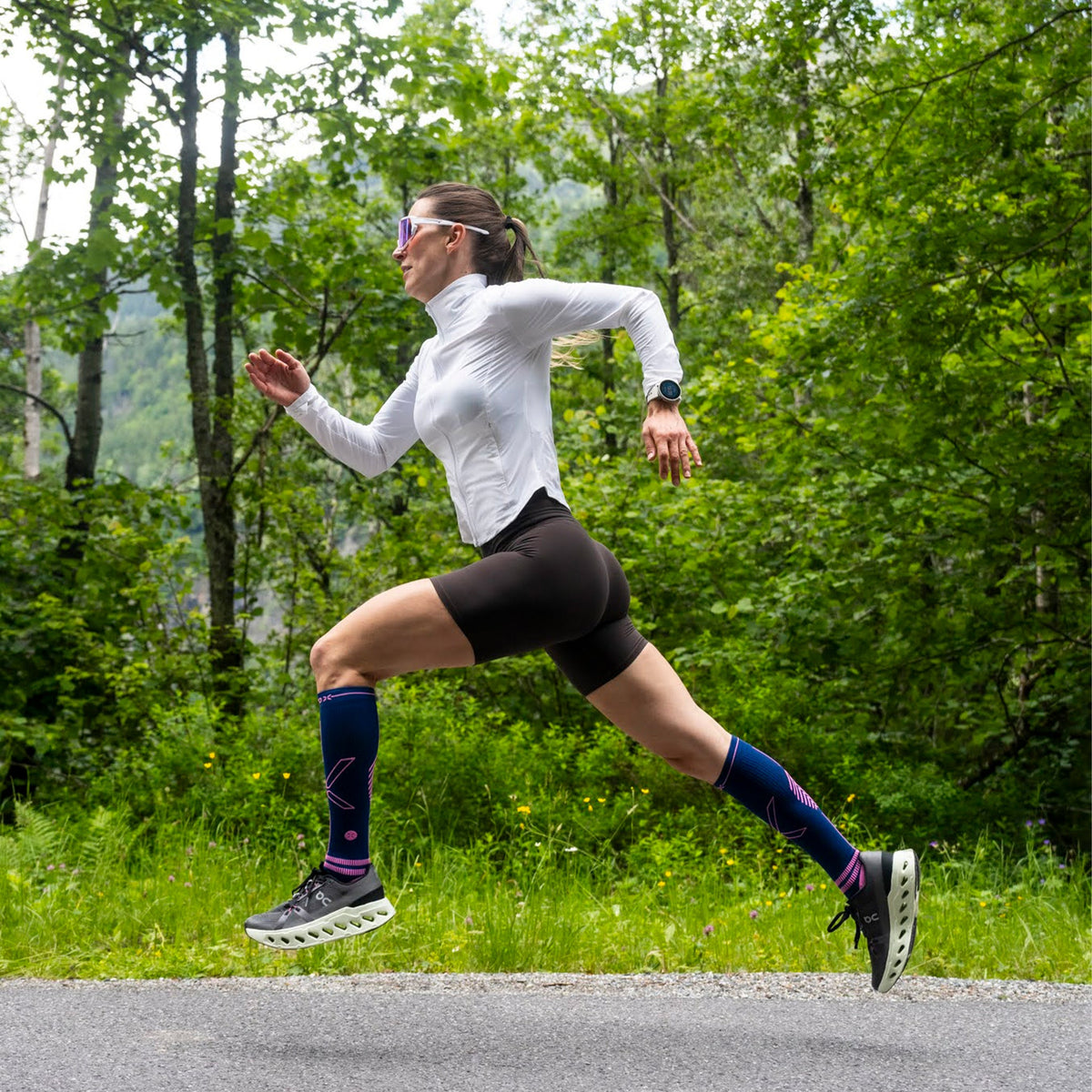 Running Socks Women | Dark Blue / Pink