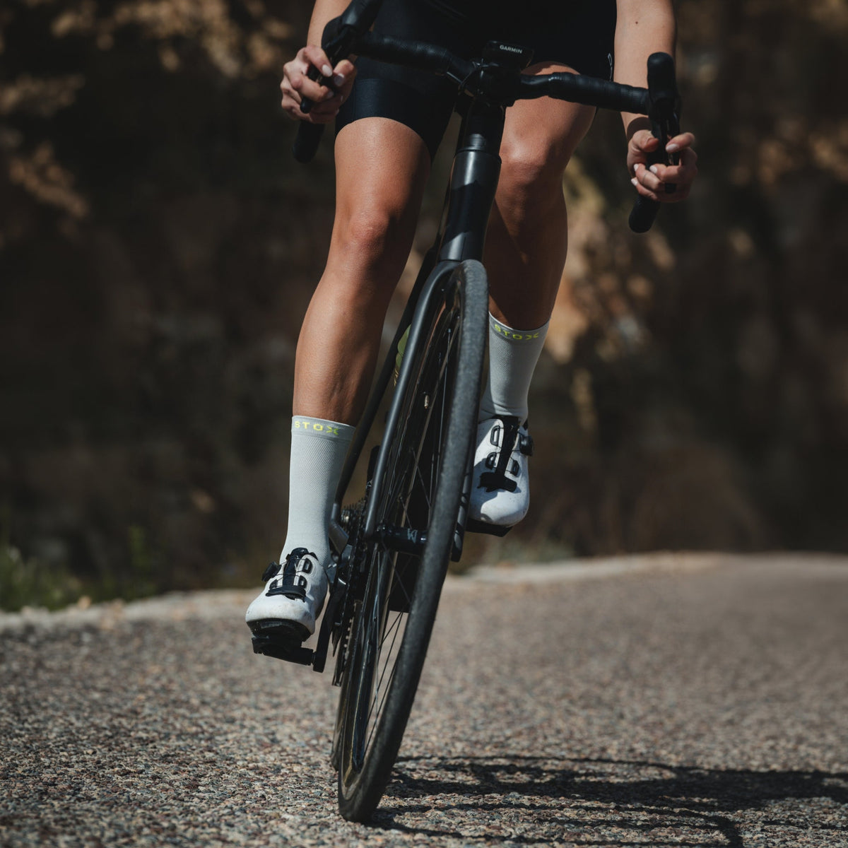 Cycling Mid-Calf Socks Women | Silver Grey / Yellow Fluo