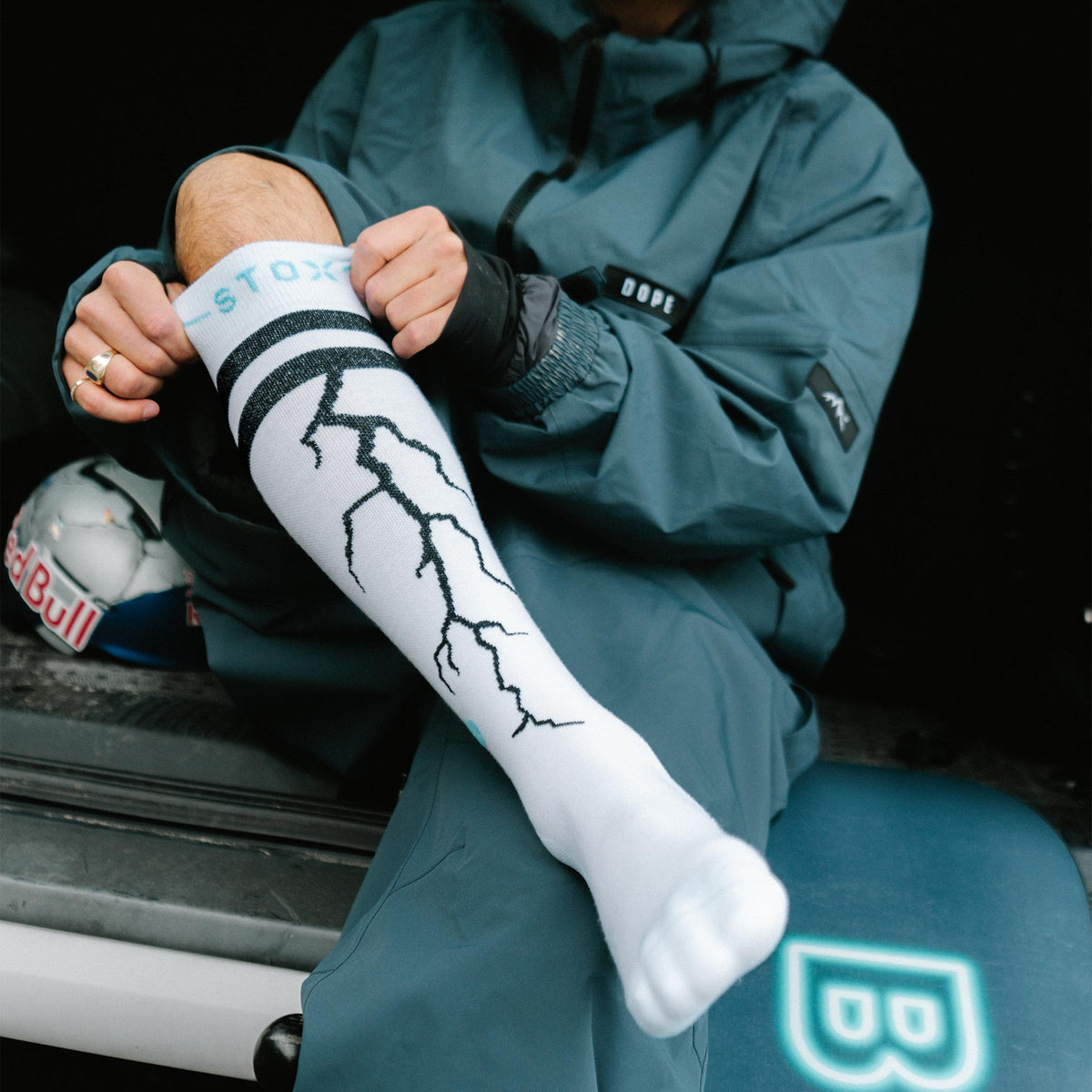 Merino Snow Socks Women – Leon Vockensperger Edition | White / Black / Turquoise