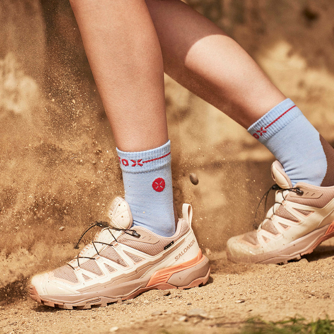 Merino Hiking Ankle Socks Women | Blue / Light Grey