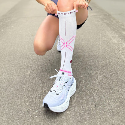 Running Socks Women | White / Bordeaux