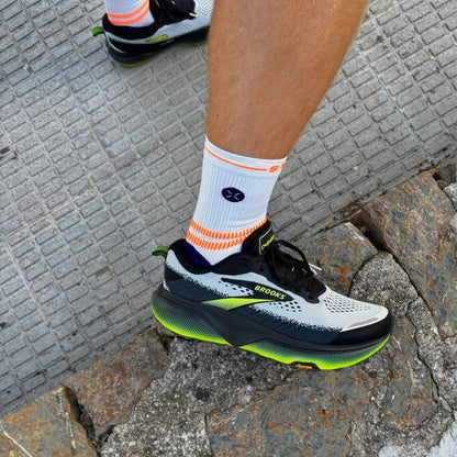 Running Ankle Socks Men | White / Orange Fluo