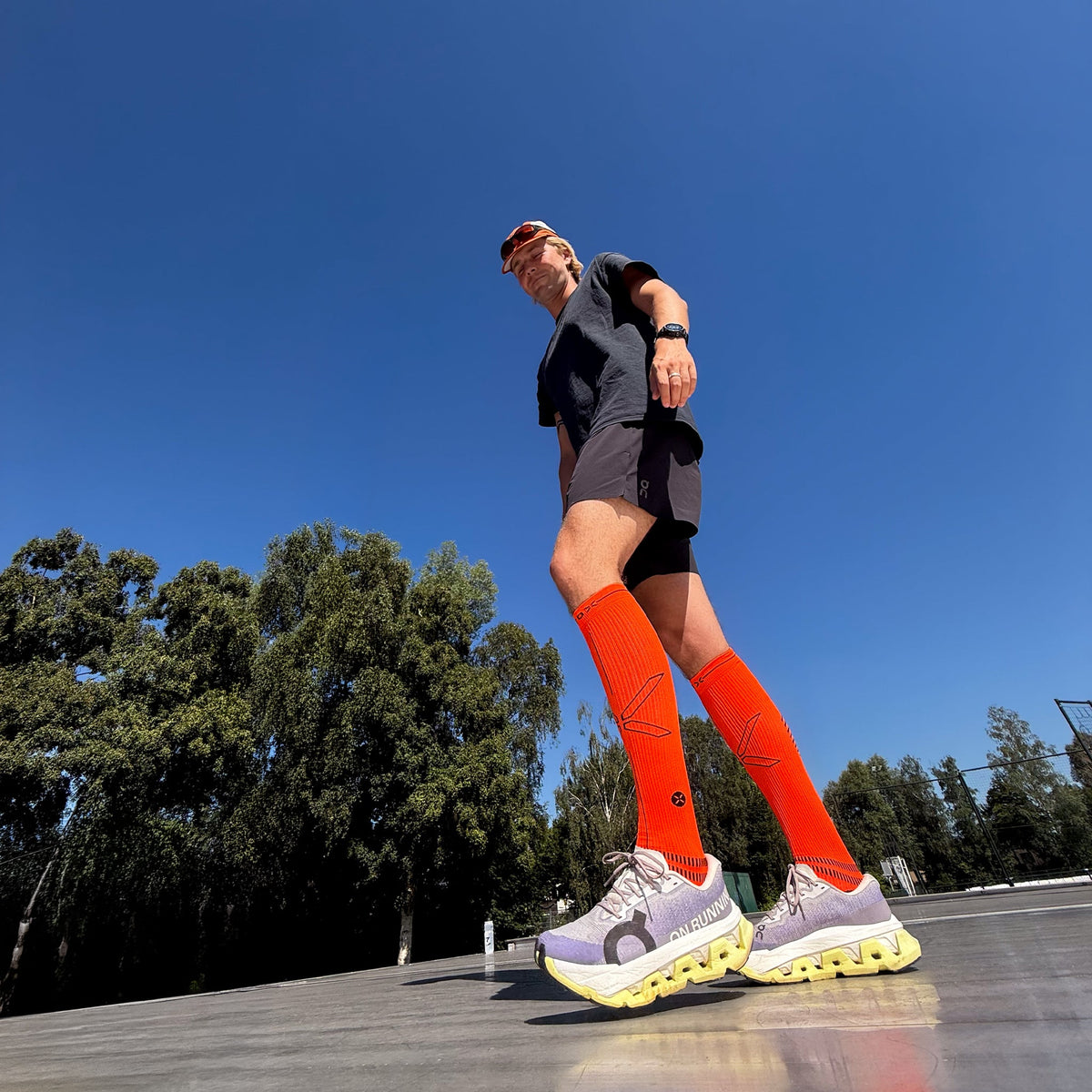 Running Socks Men | Orange Fluo / Black