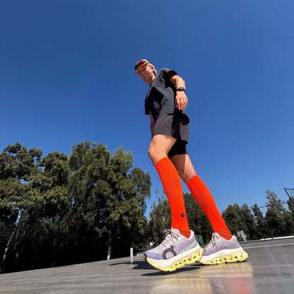 Running Socks Men | Orange Fluo / Black