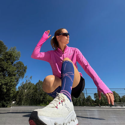 Running Socks Women | Dark Blue / Pink
