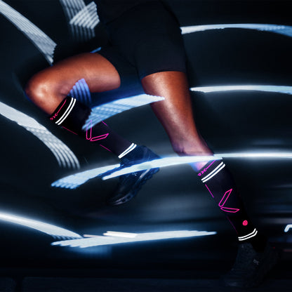 Reflective Running Socks Women | Black / Pink