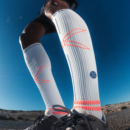 Running Socks Men | White / Orange Fluo