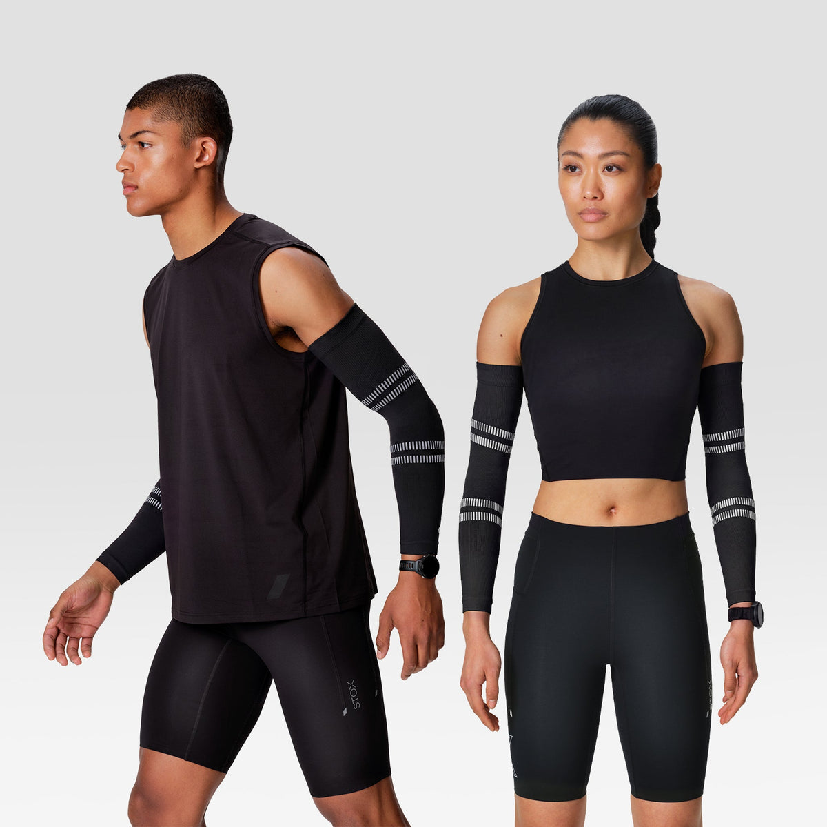 Running Arm Sleeves Unisex | Black / Light Grey