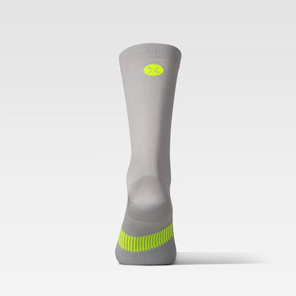 Cycling Mid-Calf Socks Women | Silver Grey / Yellow Fluo