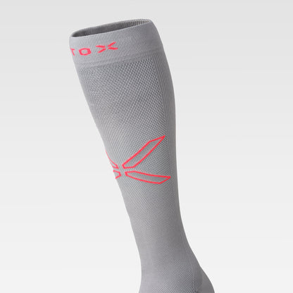 Cycling Socks Men | Silver Grey / Red Fluo