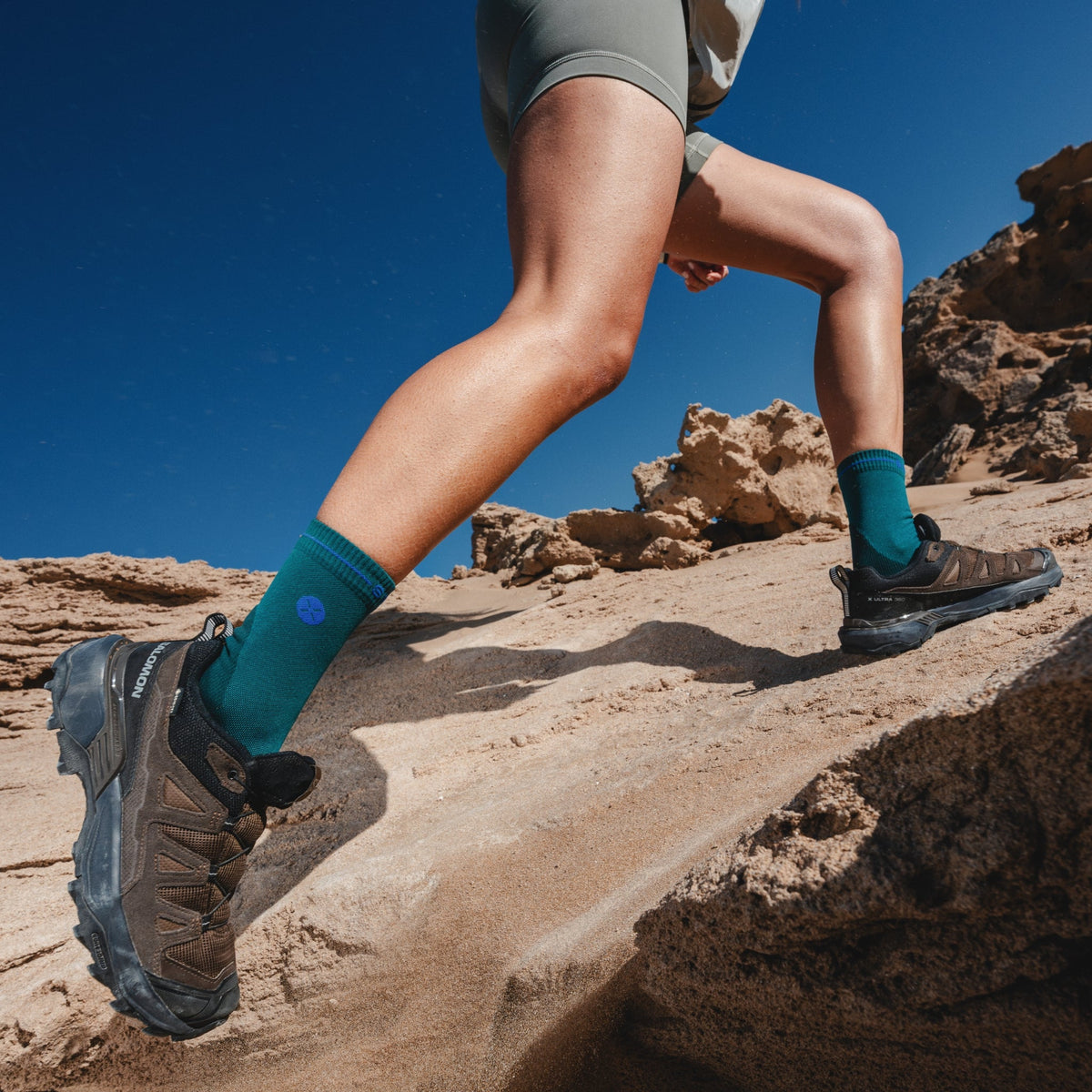 Dryarn® Hiking Ankle Socks Women | Green / Blue