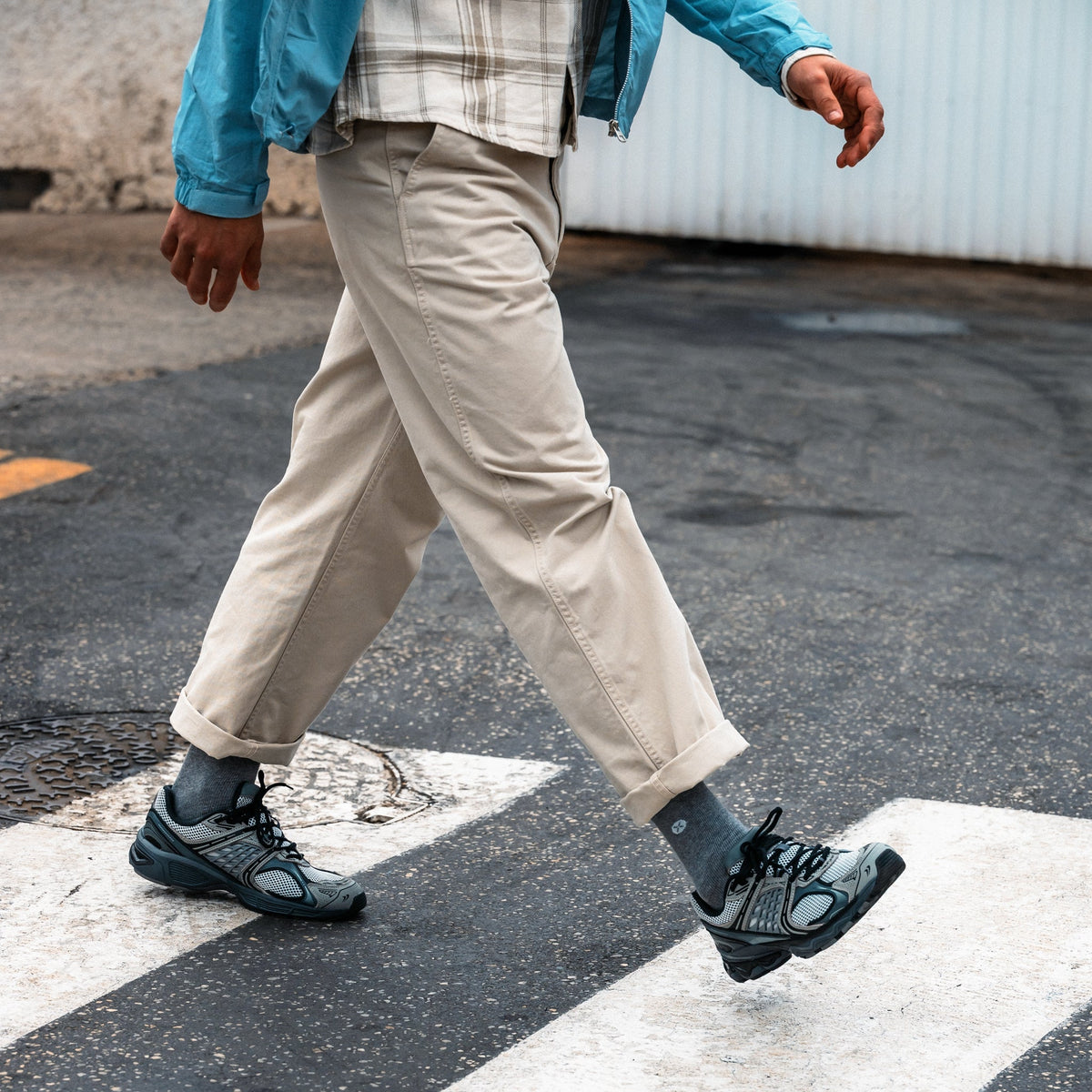 Cotton Everyday Socks Men | Mid Grey / White