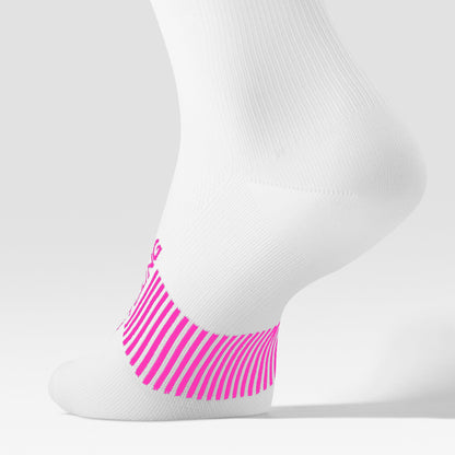 Cycling Mid-Calf Socks Men | White / Pink Fluo