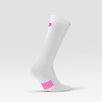 Cycling Mid-Calf Socks Men | White / Pink Fluo