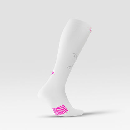 Cycling Socks Women | White / Pink Fluo