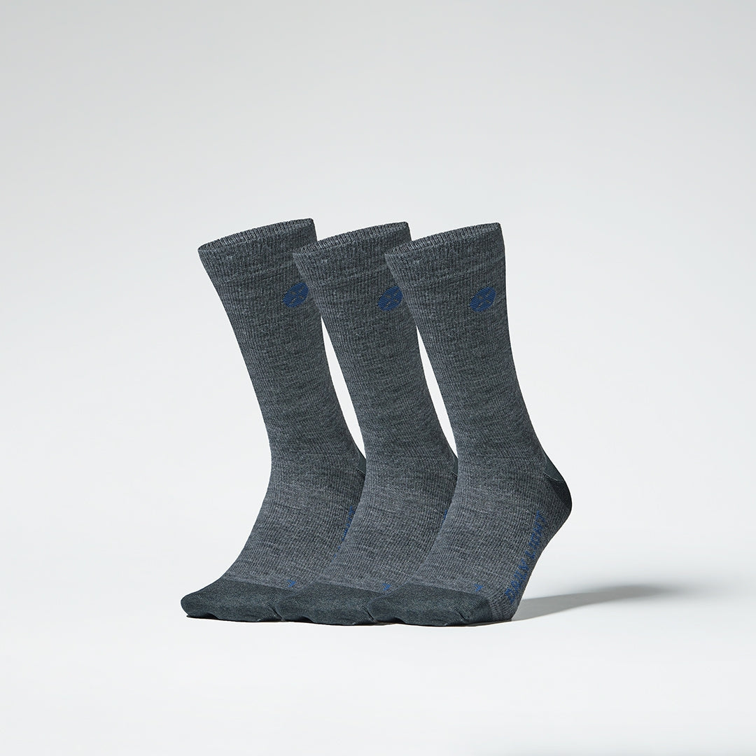 Merino Everyday Mid Calf Socks Men 3-Pack | Mid Grey / Blue