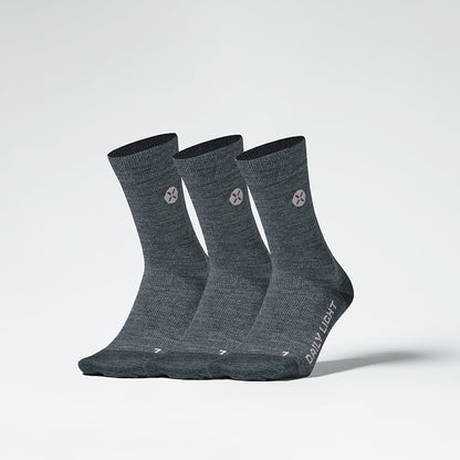 Merino Everyday Mid Calf Socks Women 3-Pack | Mid Grey / Pink