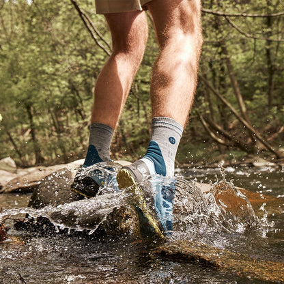 Merino Hiking Ankle Socks Men | Silver Grey / Teal