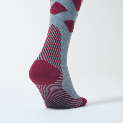 Merino Skiing Socks Men | Silver Grey / Barolo