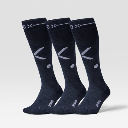 Merino Skiing Socks Women 3-Pack | Navy / White