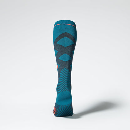 Merino Skiing Socks Men 2-Pack | Teal / Red Fluo