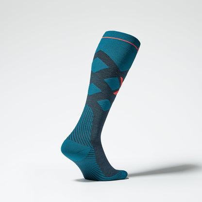 Merino Skiing Socks Men 2-Pack | Teal / Red Fluo