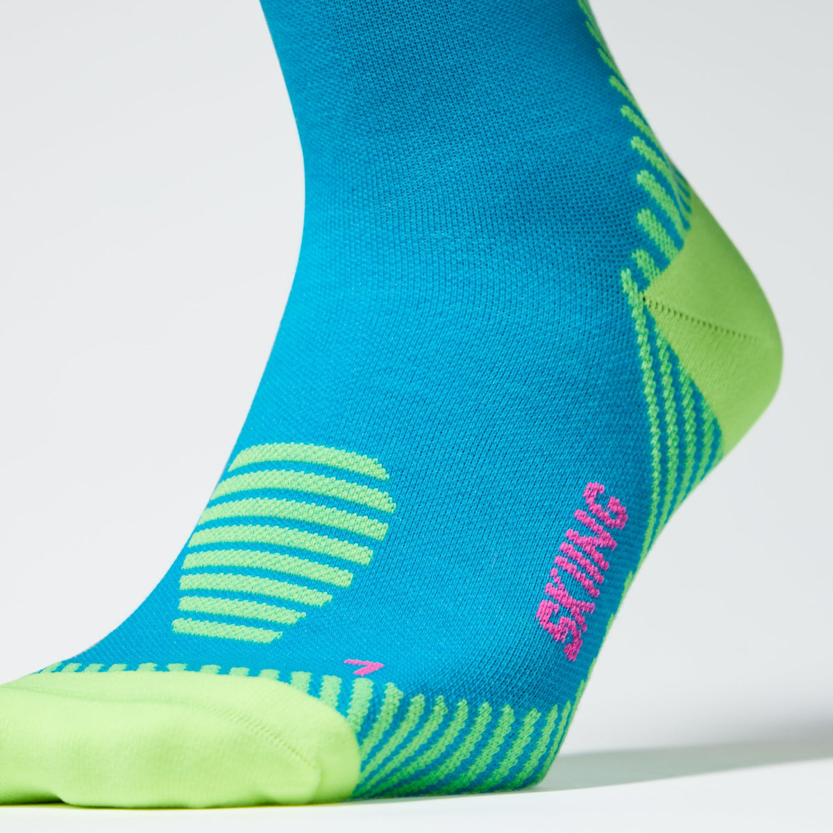 Merino Skiing Socks Men | Turquoise / Yellow Fluo