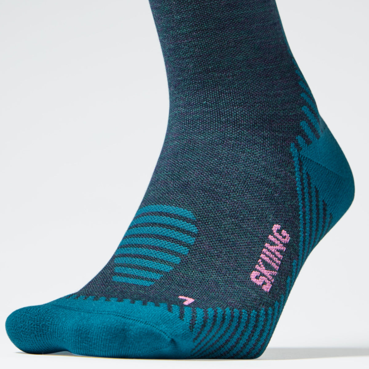Merino Skiing Socks Women 2-Pack | Teal / Pink
